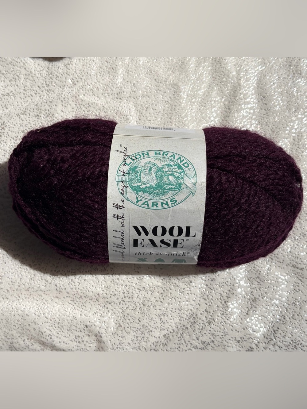 Lion Brand Wool-Ease Eggplant #147 Yarn 6 oz 108 yds 80% Acrylic 20% Wool